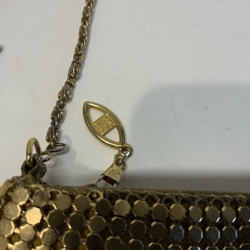 Vintage Y&S Gold Metal Mesh Covered Evening Hand Bag Purse Metal Rope Strap